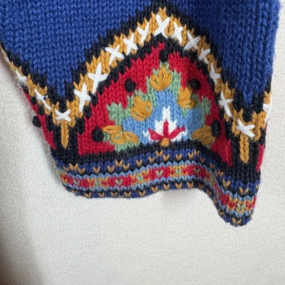 NOS Vtg 1993 Susan Bristol Sweater L Blue Embroidered Cottagecore French Country